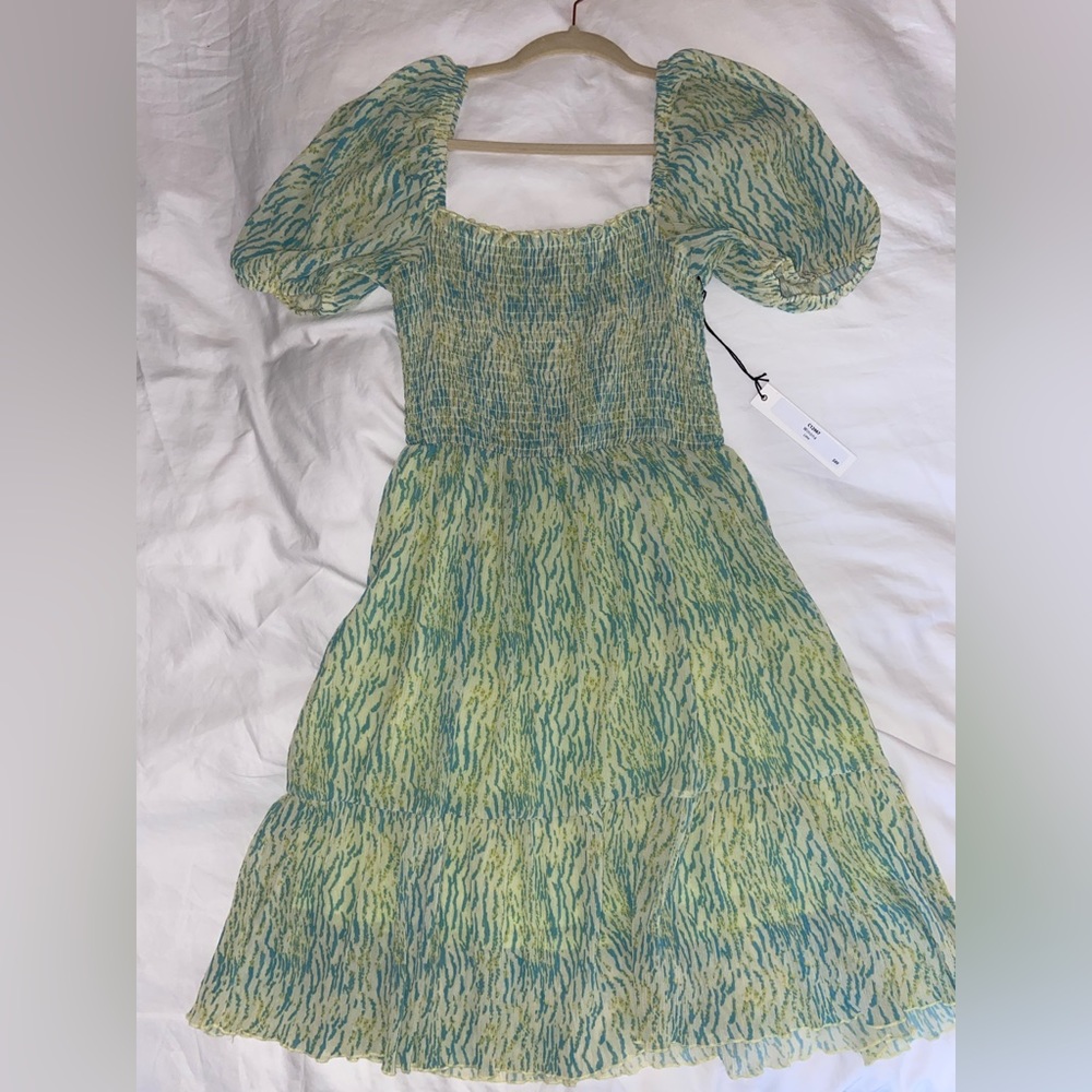 Central Park west pleated chiffon printed dress